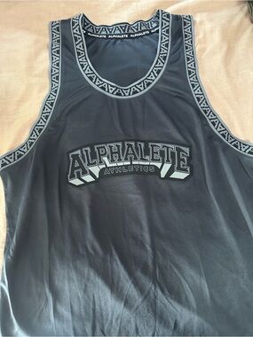 Alphalete Navy and Gray Athletic Mesh Tank